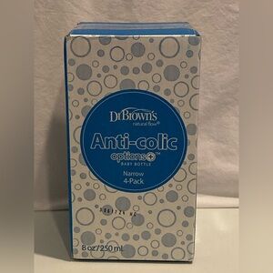 Dr. Brown's Anti-colic Natural Flow 8 oz. Baby Bottle - Narrow Pack of 4 - *NEW*